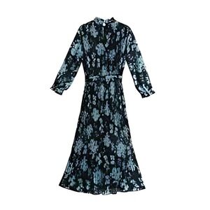 Zara Vintage Black & Blue Maxi Dress